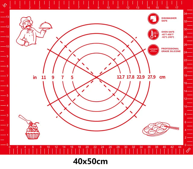 Silicone Non-Stick Baking Mat Kneading Pad Dough Mat Pizza Cake Dough