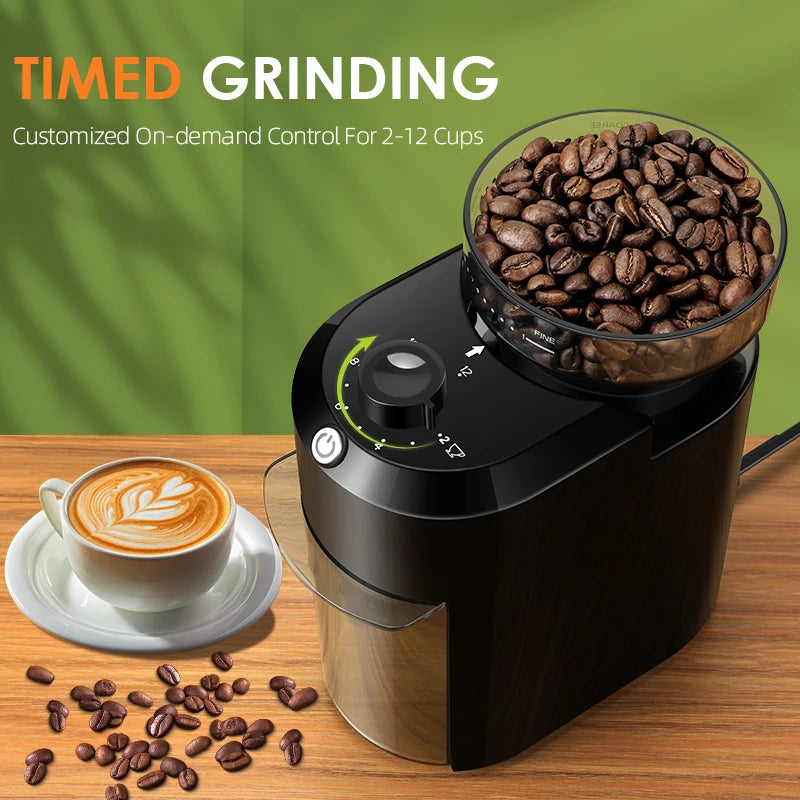 Electric Burr Coffee Grinder Adjustable Burr Mill Coffee Bean Grinding