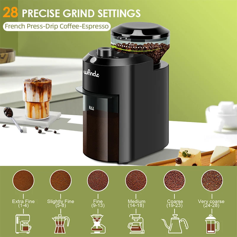 Electric Burr Coffee Grinder Adjustable Burr Mill Coffee Bean Grinding